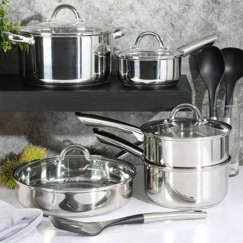 Miniatura 3 de Oster Sangerfield - Juego de utensilios de cocina de acero inoxidable de 12 piezas con herramientas de cocina, ollas y sartenes antiadherentes