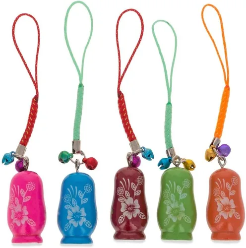 Miniatura 2 de BestPysanky Juego de 5 muñecos de madera Matryoshka encantos para teléfonos, bolsos, mochilas