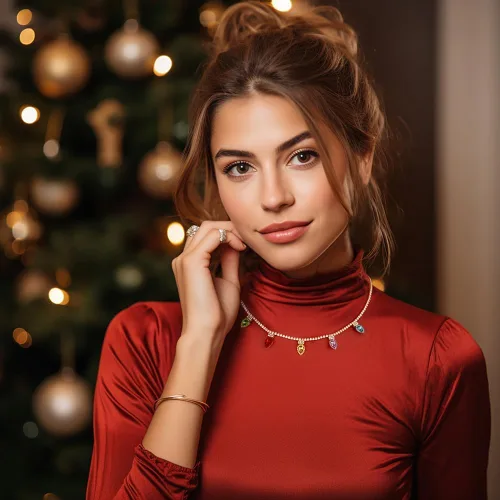 Miniatura 6 de Christmas Necklace For Women Chrismas Light Bulb Choker Christmas Tree Pendant Necklace