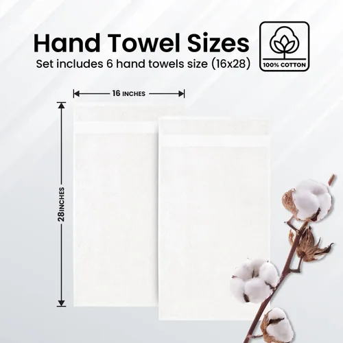 Miniatura 3 de Infinitee Xclusives Paquete de 6 toallas de mano blancas de primera calidad, 16 x 28 pulgadas, calidad de hotel y spa, juego de 4 toallas de baño
