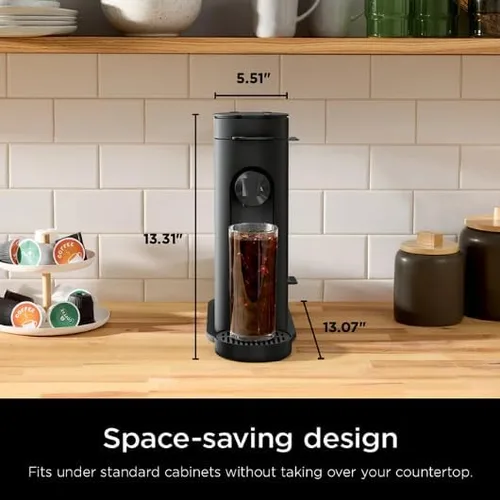 Miniatura 9 de Cafetera de café caliente y helado en cápsulas o molidos de una sola porción con infusión rápida en frío, 4 estilos de preparación, diseño compacto