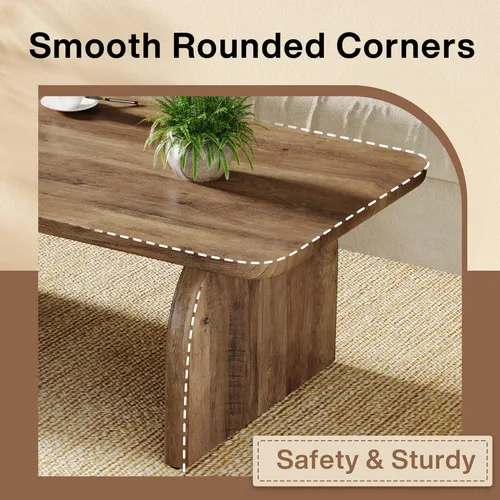 Miniatura 7 de Tribesigns - Mesa de café rectangular, mesa de 47 pulgadas de madera para sala de estar, mesa de centro baja de estilo granja con base resistente
