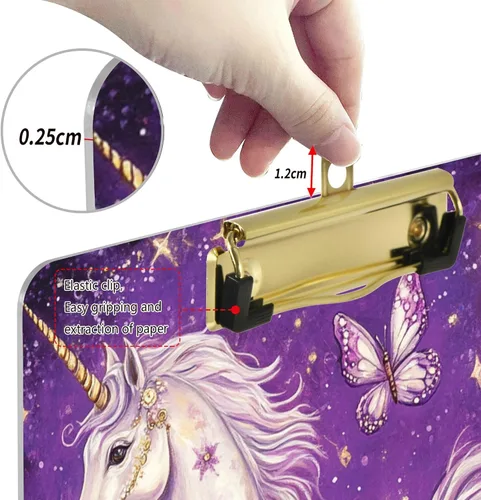 Miniatura 4 de Portapapeles de plástico con diseño de galaxia estrellada de unicornio, diseño de moda, para estudiantes, niños, mujeres y hombres, tablero de clip