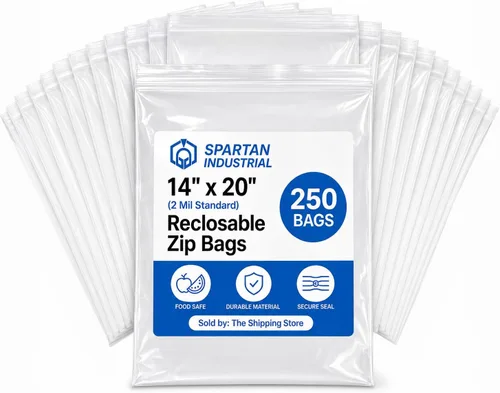 Miniatura 11 de Spartan Industrial - Bolsas de polietileno de plástico transparente con cierre de cremallera de 13 x 18 pulgadas (500 unidades) de 2 mil con cierre
