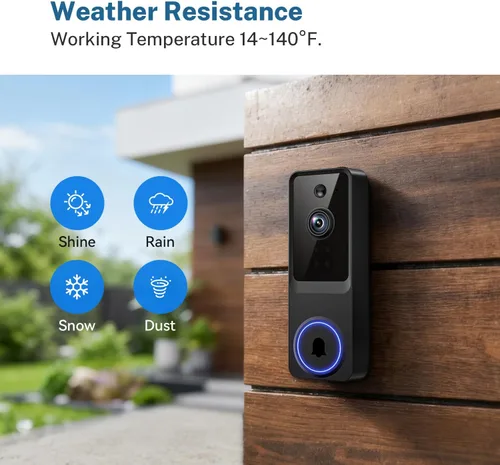 Miniatura 8 de Cámara de timbre de video inalámbrica de 1080p para seguridad del hogar, con almacenamiento en la nube, alertas en tiempo real
