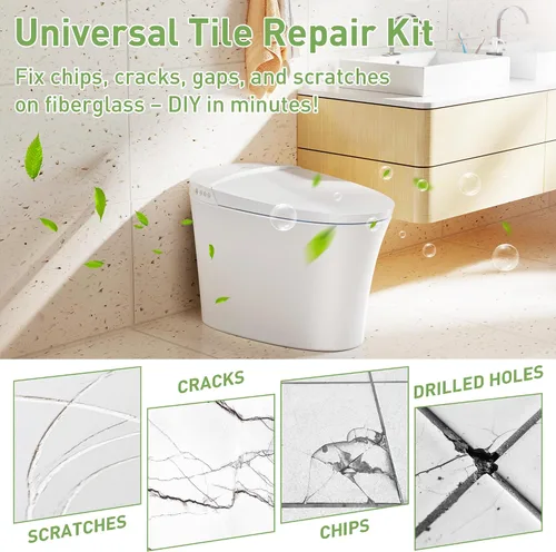Miniatura 6 de Kit de reparación superficial PIBEIBUK para bañeras, azulejos, encimeras - Corrige esquirlas, grietas, arañazos, agujeros