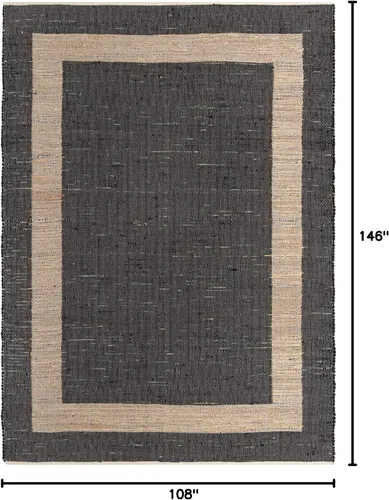 Miniatura 2 de Unique Loom Chindi Jute Collection - Alfombra rectangular (9 x 12 pies 2 pulgadas, color negro/azul marino)