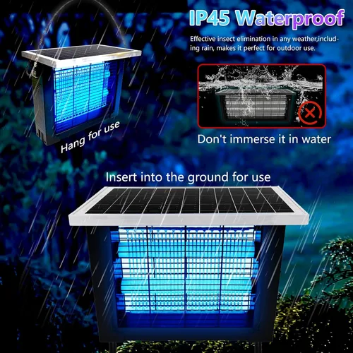 Miniatura 4 de Potente exterminador solar de insectos para exteriores para 2000 pies cuadrados con cable de extensión de 13 pies, exterminador de mosquitos