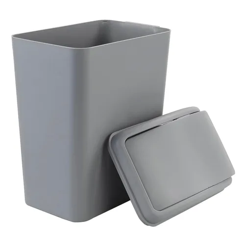 Miniatura 9 de Cubo de basura de plástico de 4.5 galones, bote de basura con tapa giratoria, color gris