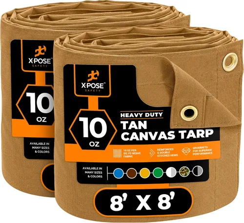 Miniatura 90 de Xpose Safety Lona de Lona - Lonas de Lona Verde de 10oz Resistentes al Agua con Ojales de Latón - Lona Multiusos para Exteriores para Campamento