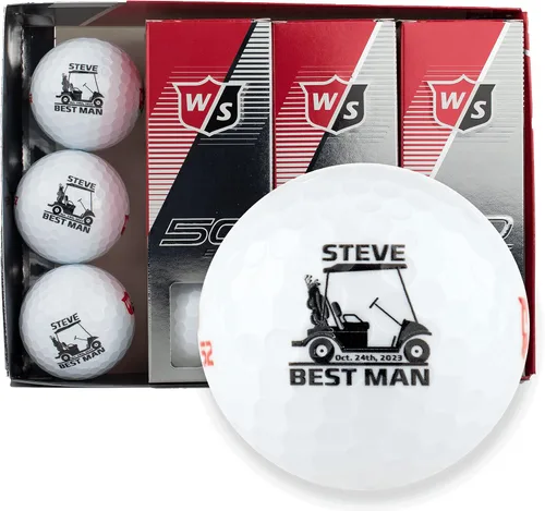 Miniatura 18 de Pelotas de golf personalizadas, 1 docena, Wilson, diseños personalizados para padrinos de boda, padrino, ushers, oficiales Groomsman