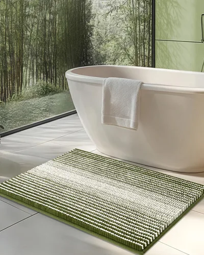 BSICPRO Tapetes de baño de felpilla, 20 x 32 pulgadas, antideslizantes, absorbentes, suaves, peludos, para baño, lavables a máquina (salvia)