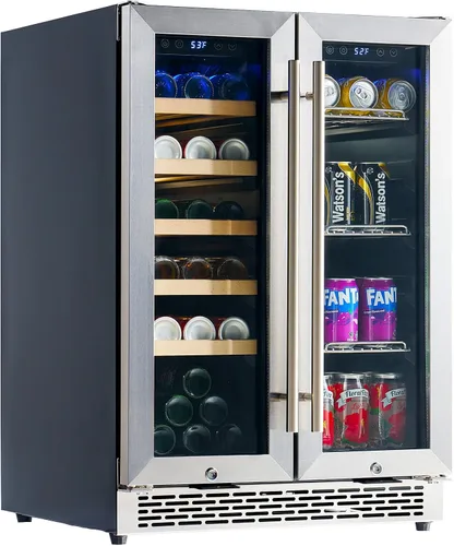Miniatura 17 de Albott Refrigerador de bebidas - Refrigerador de 24 pulgadas con puerta de vidrio, estantes ajustables y panel táctil LED, diseño bajo mostrador