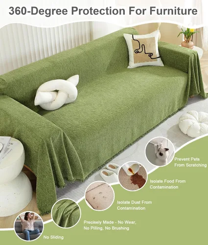 Miniatura 2 de Beacon Pet Funda de sofá para sofá de 3 asientos, funda para perro, funda de sofá biplaza, en forma de L (330 gsm-verde, 71 x 134 pulgadas)