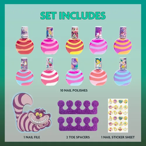 Miniatura 2 de Set de esmalte de uñas Townley Girl Alicia en el País de las Maravillas de 10 piezas, a base de agua, removible con colores brillantes, brillantes