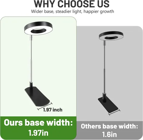Miniatura 5 de LBW Luz de cultivo para plantas de interior, luz de cultivo de plantas de halo de espectro completo con base, lámpara de cultivo de plantas