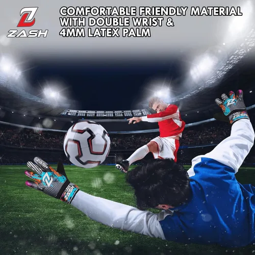 Miniatura 6 de ZASH Guantes de Portero Premium para Niños y Jóvenes y Adultos, Guantes de Portero de Fútbol con Doble Protección de Muñeca y Palma de Látex