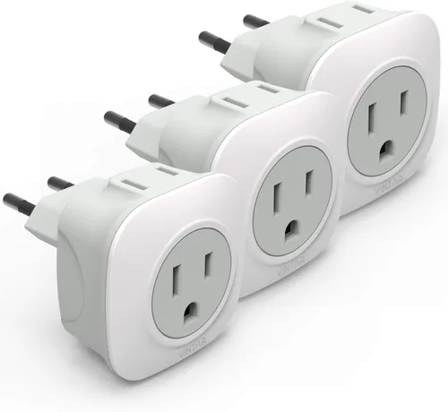 Miniatura 8 de VINTAR - Adaptador de enchufe de viaje europeo de 3 unidades, adaptador de enchufe de alimentación internacional con 2 puertos USB, 2 salidas