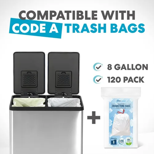 Miniatura 2 de SIMPLI-Magic Cubo de basura con pedal de 16 galones (60L), cubo de basura de cocina de doble compartimento con contenedores de basura y reciclaje