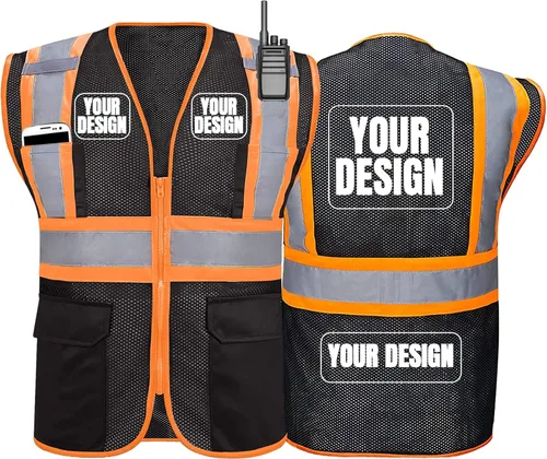 Miniatura 13 de BeautyWill Chaleco de seguridad personalizado Logo Clase 2 Chaleco reflectante de alta visibilidad con bolsillos Ropa de trabajo de construcción