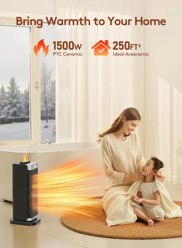 Miniatura 7 de Calentadores de espacio para uso en interiores, calentador de espacio portátil con humidificador/luz ambiental, calentadores eléctricos seguros