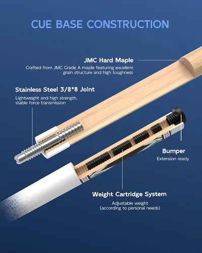 Miniatura 7 de KONLLEN Maple Pool Cue Stick – Low Deflection Performance Billiard Cue for Adults, Professional Play