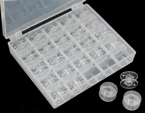 Miniatura 3 de 25 piezas de bobinas para máquina de coser, bobinas de coser con estuche, bobinas Sa156, bobinas clase 15, bobinas de plástico compatibles