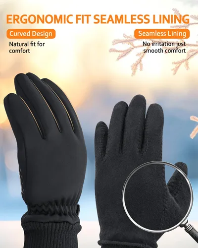 Miniatura 4 de Guantes de invierno para hombres y mujeres en clima frío, guantes térmicos con dedos para pantalla táctil, guantes cálidos resistentes al agua