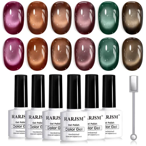 Miniatura 22 de RARJSM Juego de Esmaltes de Gel Nude Colección Jelly Pink de 6 Colores Naturales Transparentes Rosa Translúcido Lechoso Malva Morado Marrón Claro