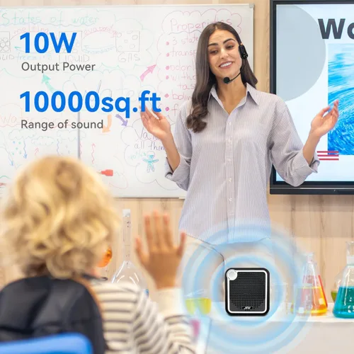 Miniatura 2 de JFH Amplificador de voz para profesores, micrófono y altavoz portátil, amplificador de voz inalámbrico Bluetooth recargable, sistema PA, mini