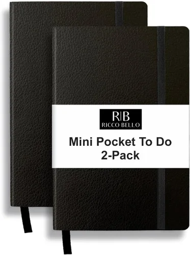 Miniatura 14 de RICCO BELLO - Cuaderno de lomo pegado con marcador Sin fecha, piel sintética, soporte para bolígrafo, planificador de productividad