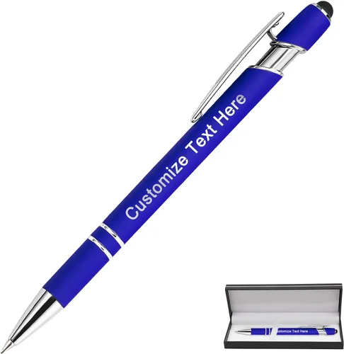 Miniatura 17 de Bolígrafos personalizados a granel con punta de lápiz capacitivo, 12 bolígrafos personalizados con logotipo de mensaje con nombre, bolígrafos