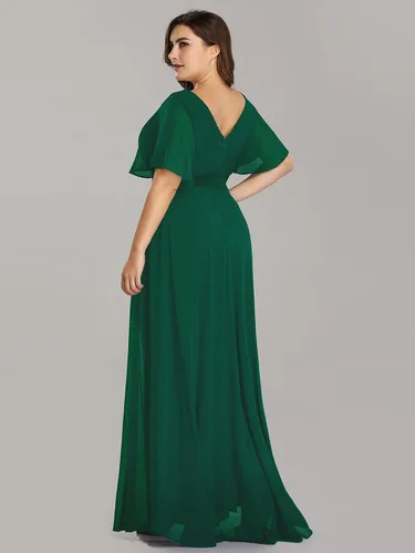 Miniatura 2 de Ever-Pretty Vestido formal para mujer con cuello en V y cuello en V, talla grande, largo hasta el suelo, vestido de dama de honor para mujeres