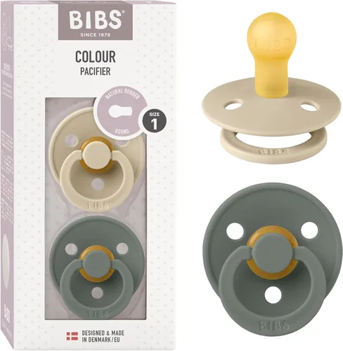 Miniatura 11 de BIBS - Paquete de 2 chupetes Bibs Colour, calmante, libre de bisfenol A, punta redonda, látex de goma natural Noche de vainilla