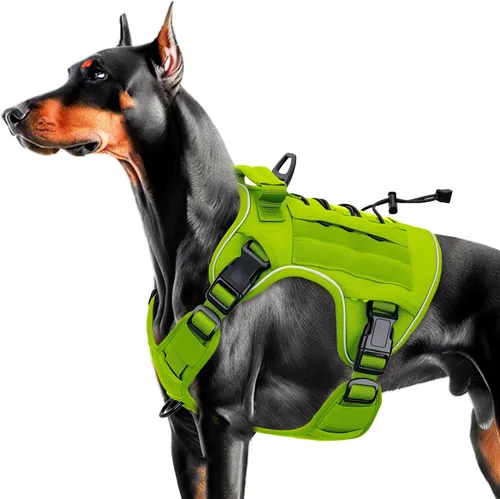 Miniatura 26 de Arnés táctico para perros grandes, chaleco reflectante ajustable sin tirones con sistema Molle, control de grado militar K9 para entrenamiento