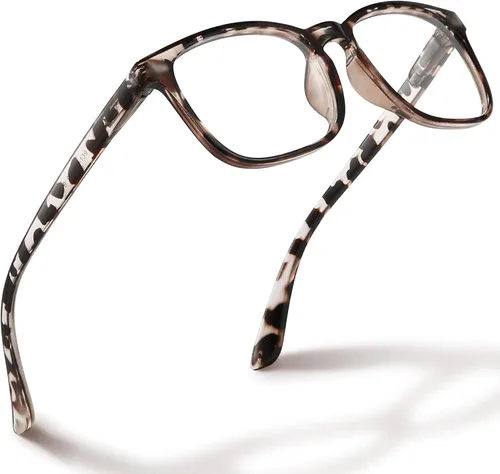 Miniatura 15 de CCVOO Lentes de lectura con estampado elegante, filtro de luz azul y protección UV, marcos cuadrados, lectores para mujer Leopardo