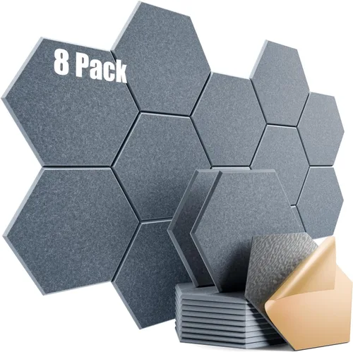 Miniatura 104 de Paquete de 12 paneles acústicos autoadhesivos de 12 x 10 x 0.4 pulgadas, paneles de espuma a prueba de sonido con alta densidad, diseño forrado