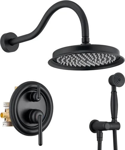 Sistema de cabezal de ducha de lluvia con válvula de equilibrio de presión de 9 pulgadas, mezclador de lluvia de lujo, juego combinado de ducha
