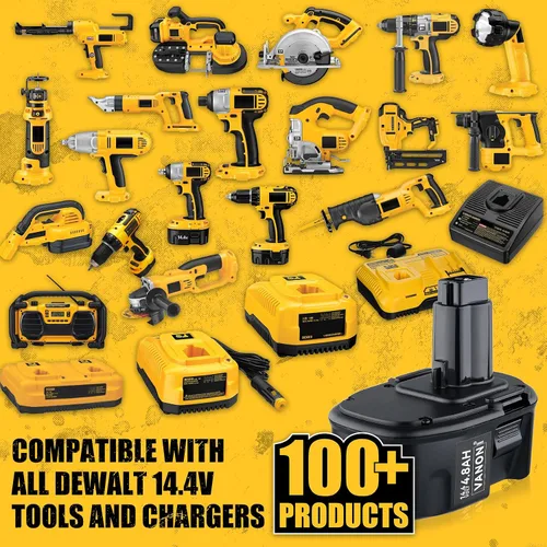 Miniatura 4 de VANON DC9091 4.8Ah Ni-MH Reemplazo para batería Dewalt 14.4V compatible con Dewalt Battery XRP DC9091 DW9091 DW9094 DE9091 DE9092 DE9038 y 14.4V