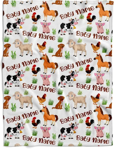 Miniatura 27 de Manta de bebé de granja personalizada, manta de bebé de animales de granja, manta de bebé floral, mantas florales para bebé, manta de bebé con Manta