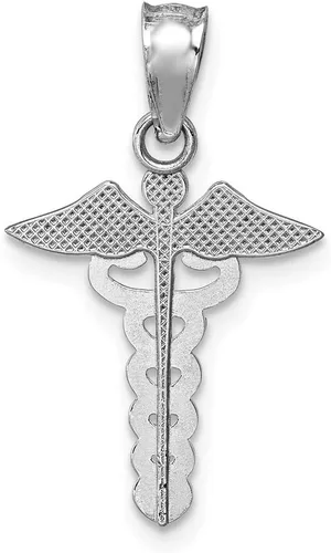 Miniatura 3 de Colgante de alerta de emergencia con símbolo médico de oro blanco macizo de 14 quilates, Metal