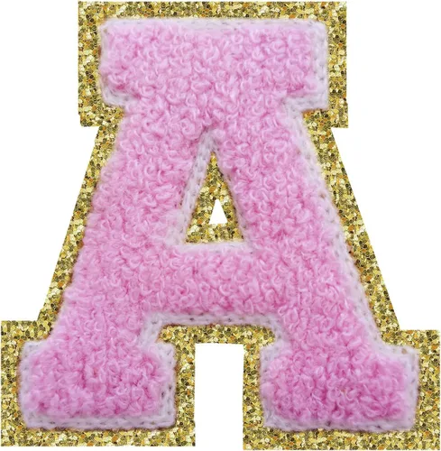 Miniatura 165 de SPRT - Parches de letras de chenilla universitaria con purpurina, parche de letras blancas para planchar con letras del alfabeto para disfraz