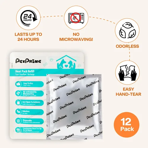 Miniatura 2 de Pet Prime Paquete de 12 paquetes de calor desechables, calor sin olor las 24 horas para juguetes de peluche con latidos del corazón, comodidad