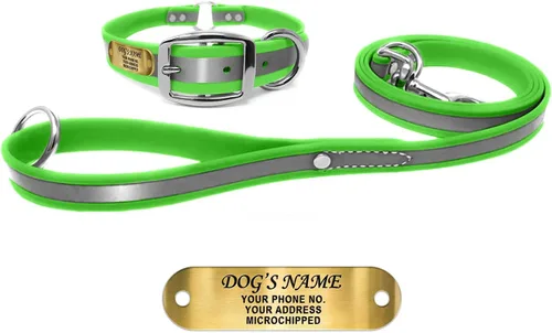 Miniatura 22 de Regal Dog Products Collar de Perro Reflectante Rosa Grande con Placa de Nombre Grabada Personalizada y Anillo Central de Servicio Pesado Collares