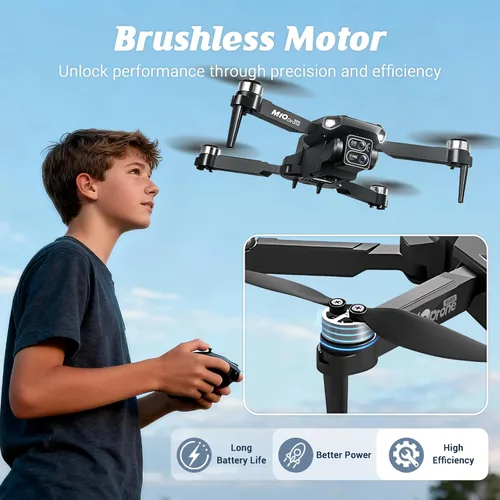 Miniatura 3 de Dron con cámara para adultos y niños, mini dron 2K con una tecla para despegar/aterrizar FPV Drone con motor sin escobillas, retención de altitud
