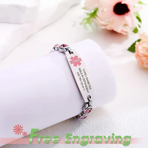 Miniatura 4 de JFJEWER Pulseras de alerta médica para mujeres y hombres, grabado gratis, pulsera de identificación médica personalizable, incluye una tarjeta