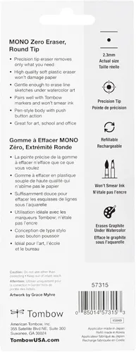 Miniatura 2 de Paquete económico de borrador cero Tombow MONO, redondo, de 2.3 mm., Blanco