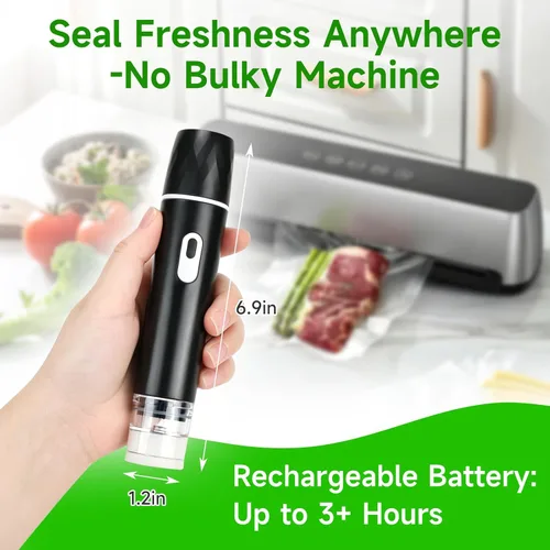 Miniatura 5 de Compact Vacuum Sealer for Food, Vacuum Sealer Machine with 10 Reusable Vacuum Bags, KomBryvian Powerful Handheld Vacuum Sealers, Meal Saver