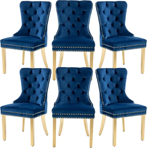 Miniatura 25 de Juego de 2 sillas de comedor de terciopelo, sillas de comedor tapizadas, sillas modernas de mediados de siglo con respaldo capitoné de enrejado
