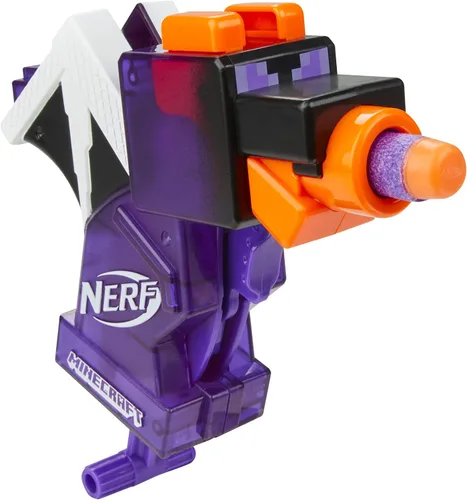 Miniatura 5 de Nerf MicroShots Minecraft Ender Dragon Mini Blaster, diseño de Minecraft Dragon Mob, incluye 2 dardos oficiales de élite, mango de cebado